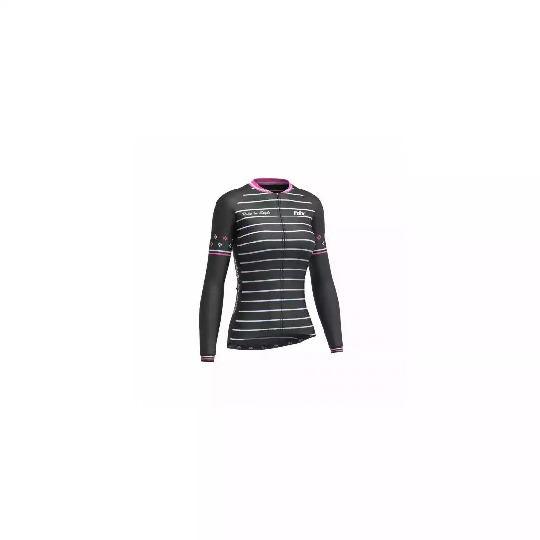 FDX 1480 damska ocieplana bluza rowerowa czarno-różowa