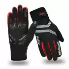 FDX zimowe rękawiczki rowerowe Wind Breaker Gel, czarno-czerwone