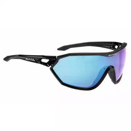 ALPINA S-WAY CM Okulary sportowe, black matt, blue mirror S3