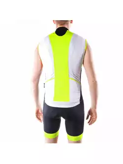 DEKO HAITI II męska koszulka rowerowa bez rękawków, biało-fluor