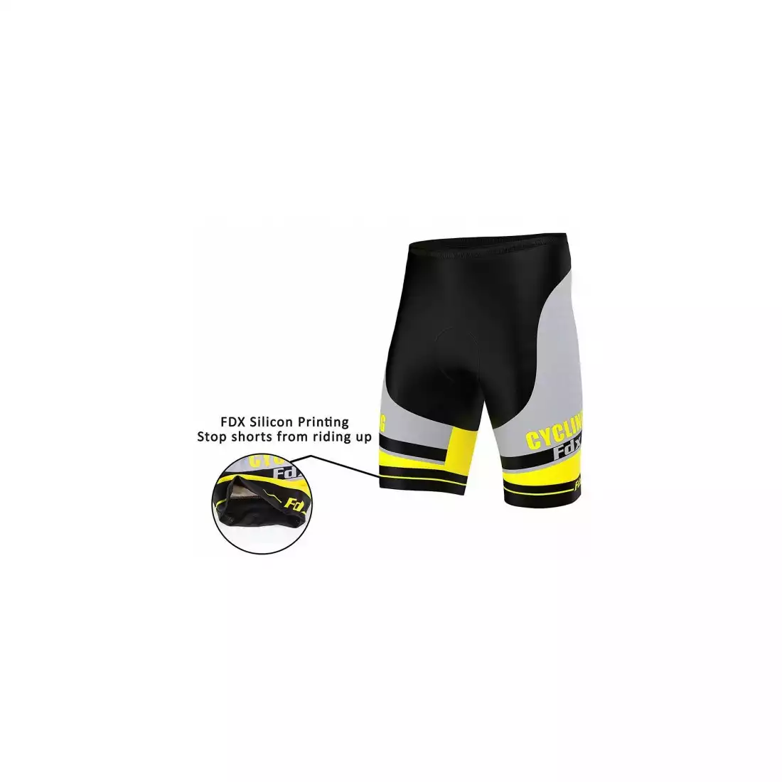 FDX 1070 męskie spodenki rowerowe, czarny-żółty