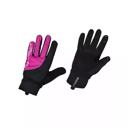 ROGELLI STORM damskie zimowe rękawiczki rowerowe, softshell, czarno-różowe