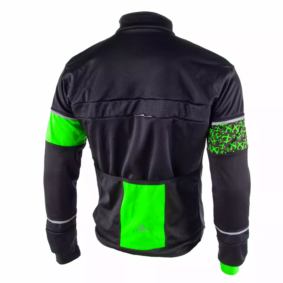 DEKO KOLUN rowerowa kurtka softshell czarny-fluor zielony