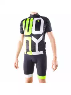 DEKO SET1 męska koszulka rowerowa czarny-fluor zielony-biały