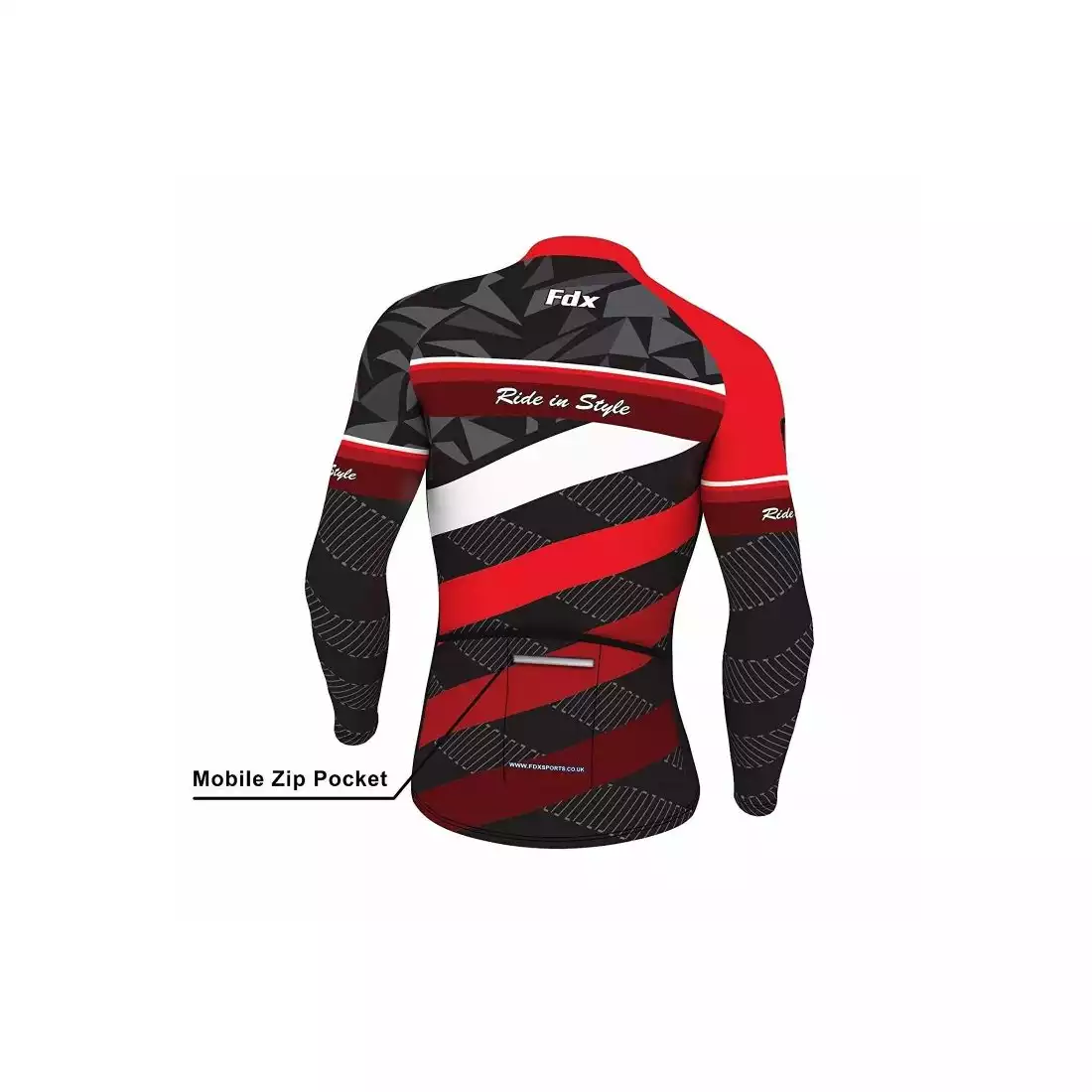 FDX 1260 ocieplana męska bluza rowerowa, czarno-czerwona
