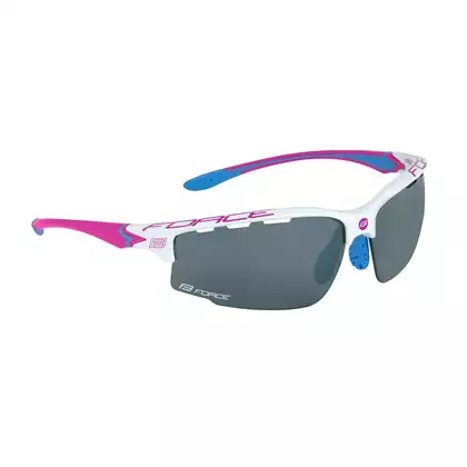 FORCE QUEEN Damskie okulary sportowe z wymiennymi szkłami, biało-różowe