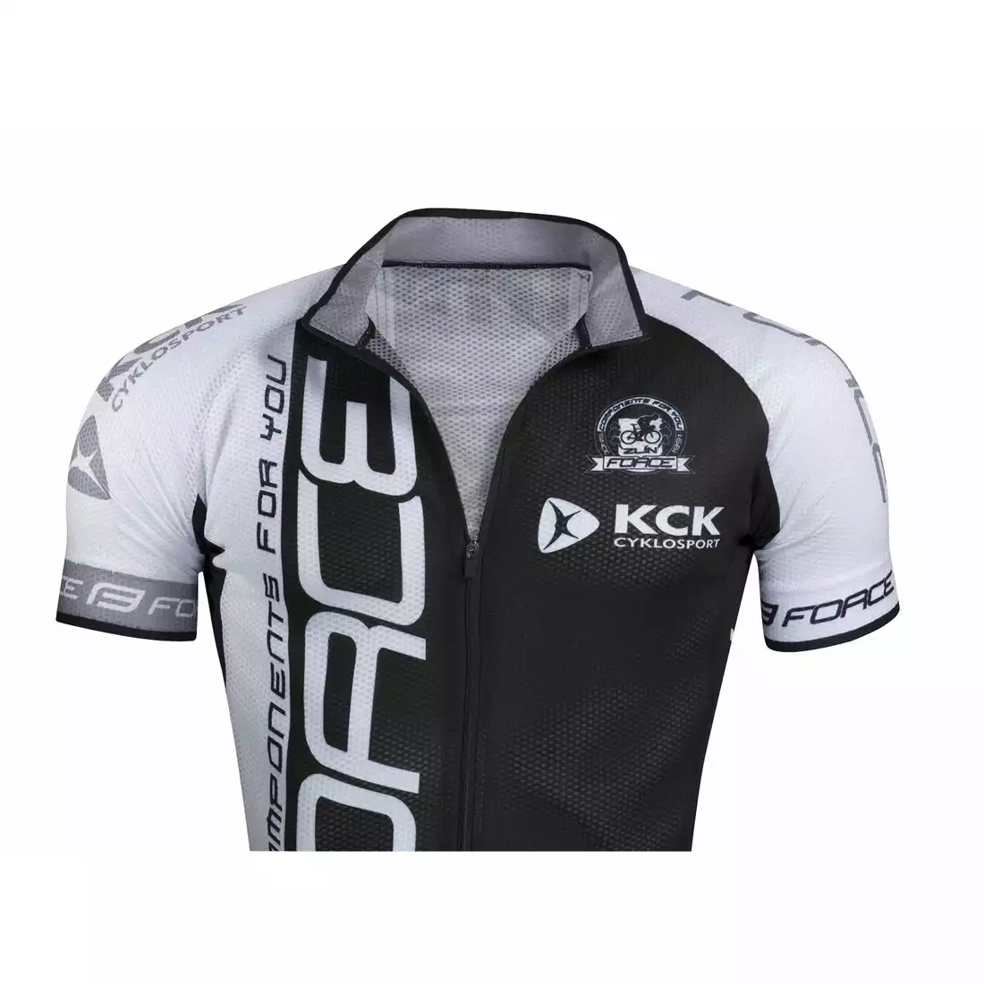 FORCE TEAM męska koszulka rowerowa czarno-biała 900856
