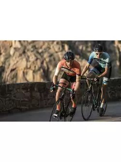 ROGELLI ARTE spodenki rowerowe na szelkach czarny pomarańcz 