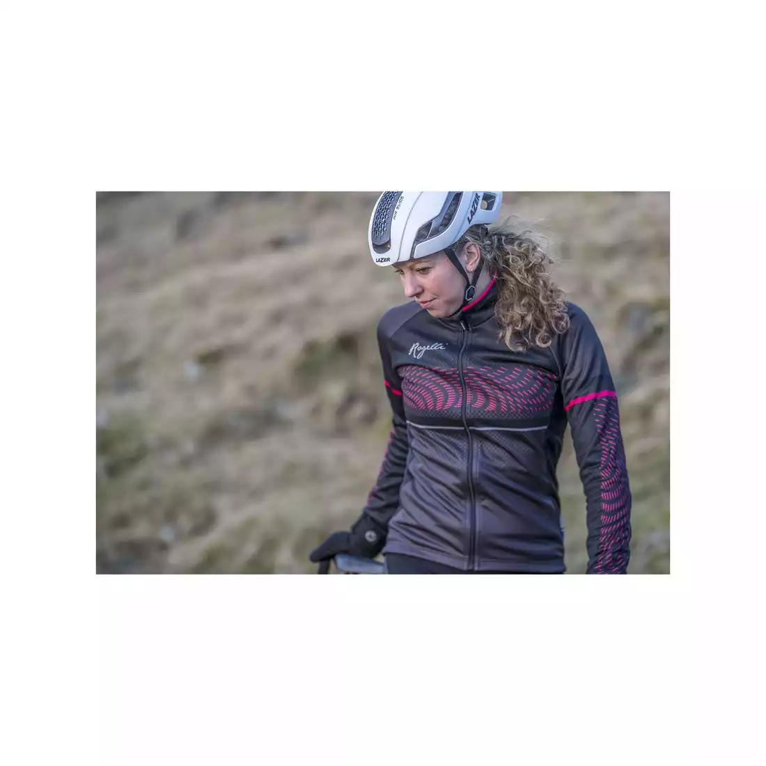 ROGELLI BELLA damska kurtka rowerowa, lekko ocieplana, czarny-szary-różowy