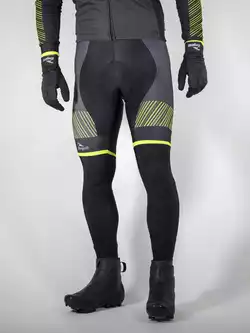 ROGELLI RITMO ocieplane spodnie rowerowe, czarny-fluor-żółty
