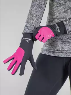 ROGELLI RUN 890.004 TOUCH damskie rękawiczki biegowe czarno-różowe