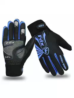 FDX 1901 Full Finger zimowe rękawiczki rowerowe czarno-niebieskie