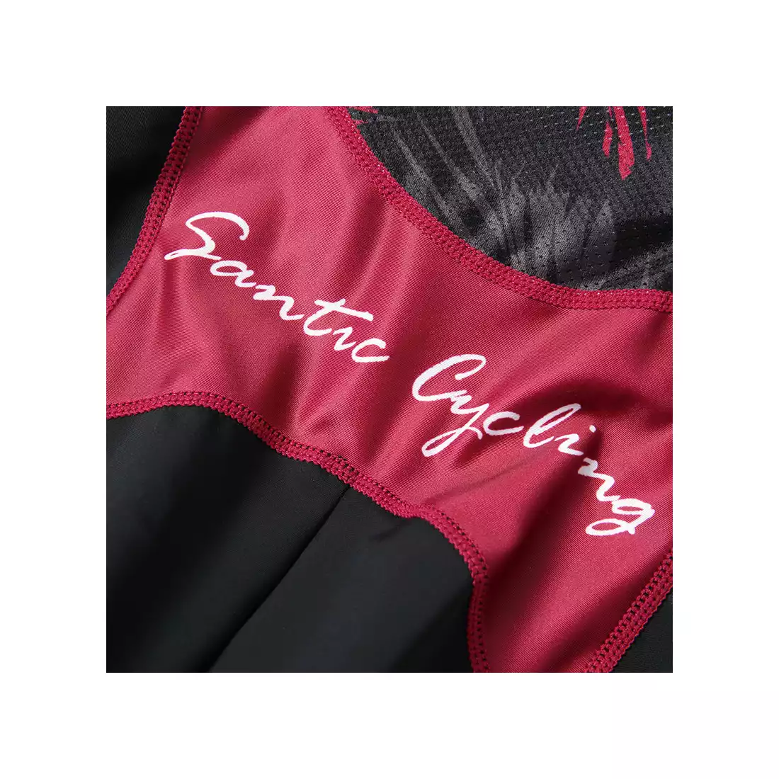 SANTIC damskie spodenki rowerowe na szelce czarno-różowe L8C05096