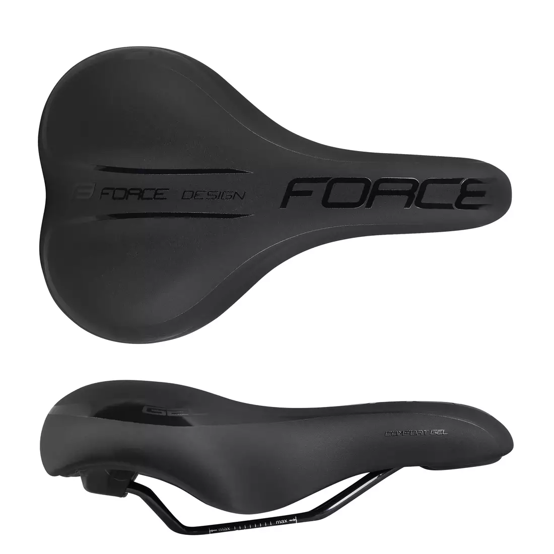FORCE siodełko rowerowe comfort gel, czarne 20175