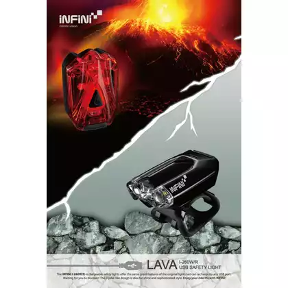 INFINI LAVA SET Black USB zestaw lampek rowerowych I-260WR1