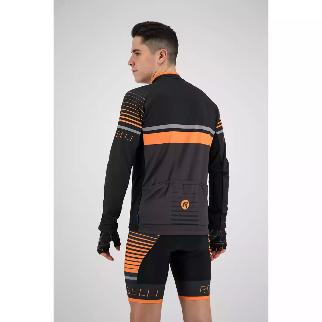 Rogelli HERO 001.268 męska bluza rowerowa Szary/Czarny/Pomarańczowy