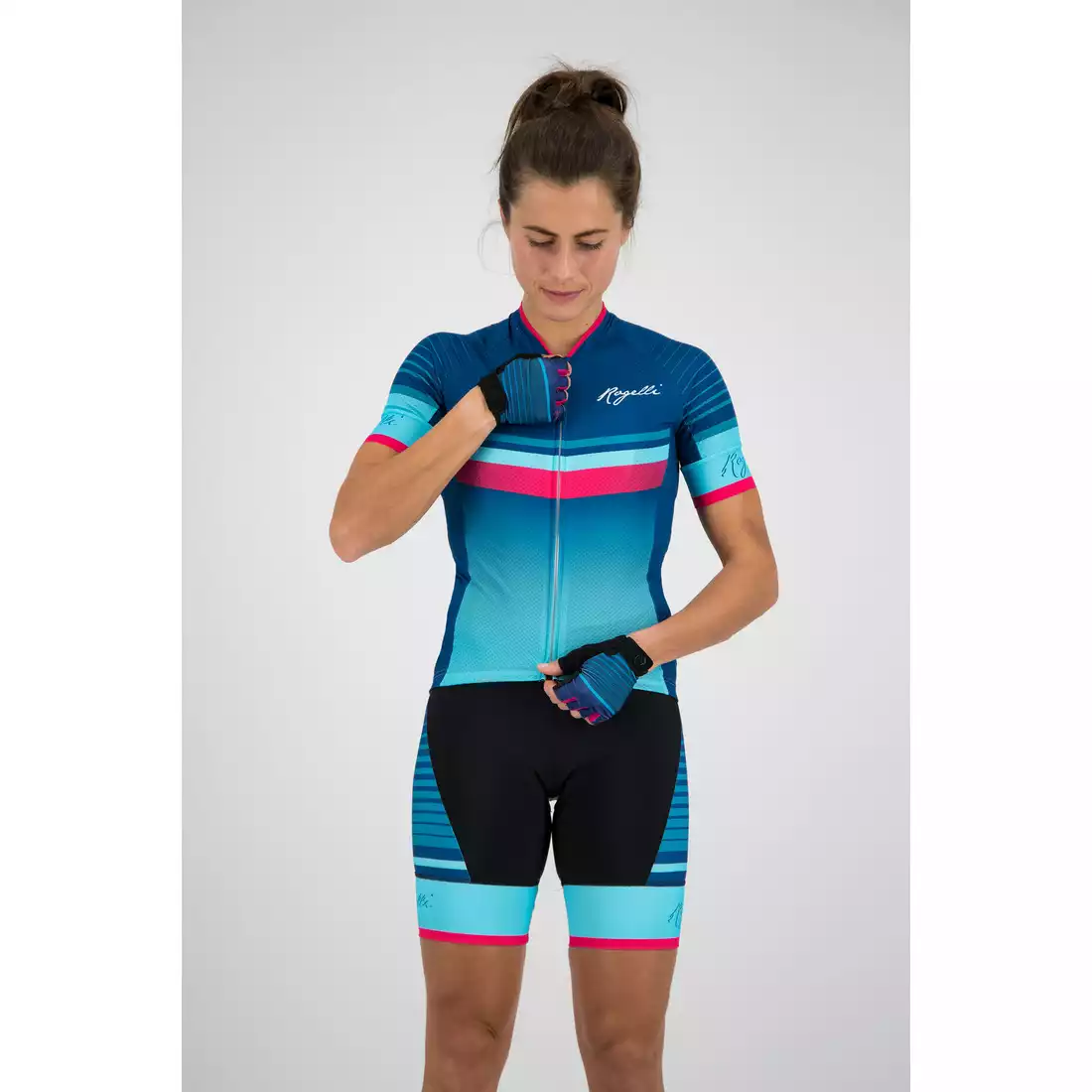 Rogelli Impress 010.160 damska koszulka rowerowa Niebieski/różowy