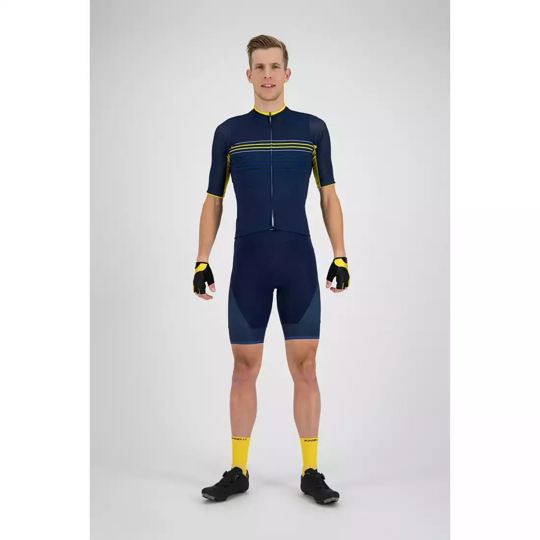 Rogelli Kalon 001.090 męska koszulka rowerowa Niebieski/Żółty 