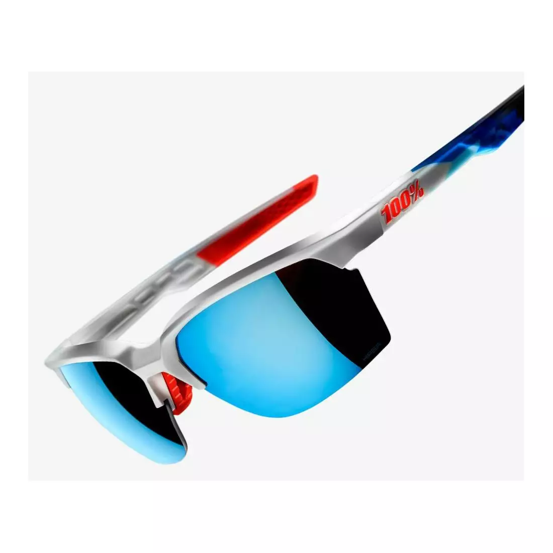 100% okulary sportowe sportcoupe matte white/geo pattern HiPER blue multilayer mirror lens + clear lens STO-61020-085-75