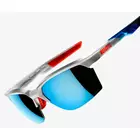 100% okulary sportowe sportcoupe matte white/geo pattern HiPER blue multilayer mirror lens + clear lens STO-61020-085-75