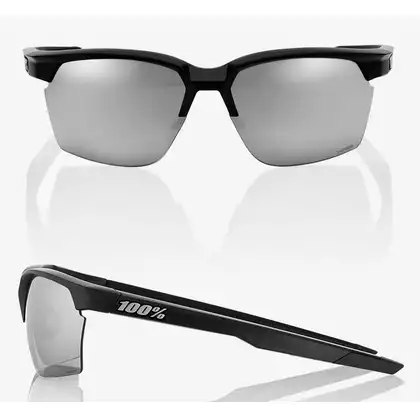 100% okulary sportowe sportcoupe matte black HiPER silver mirror lens + clear lens STO-61020-019-76