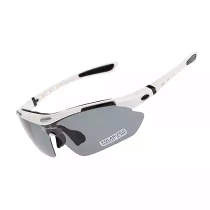 RockBros 10002 okulary rowerowe / sportowe z polaryzacją 5 soczewek wymiennych białe