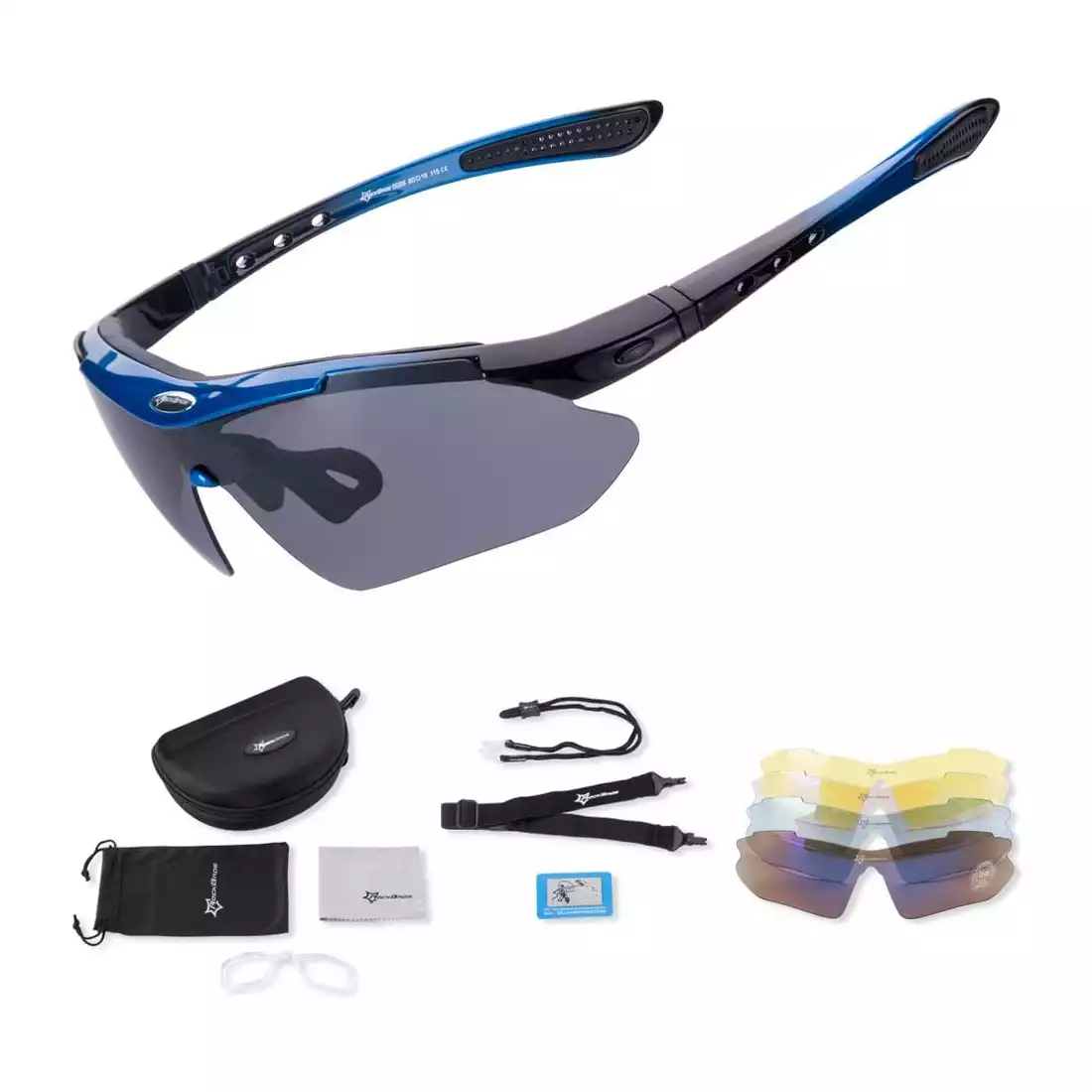 RockBros 10007 okulary rowerowe / sportowe z polaryzacją 5 soczewek wymiennych niebieskie