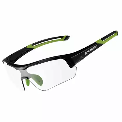 Rockbros 10113 okulary rowerowe / sportowe z fotochromem czarno zielone