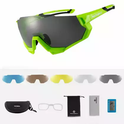 Rockbros 10133 okulary rowerowe / sportowe z polaryzacją 5 soczewek wymiennych zielone