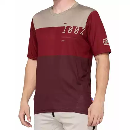 Koszulka męska 100% AIRMATIC Jersey krótki rękaw brick dark red roz. S (NEW) STO-41312-037-10