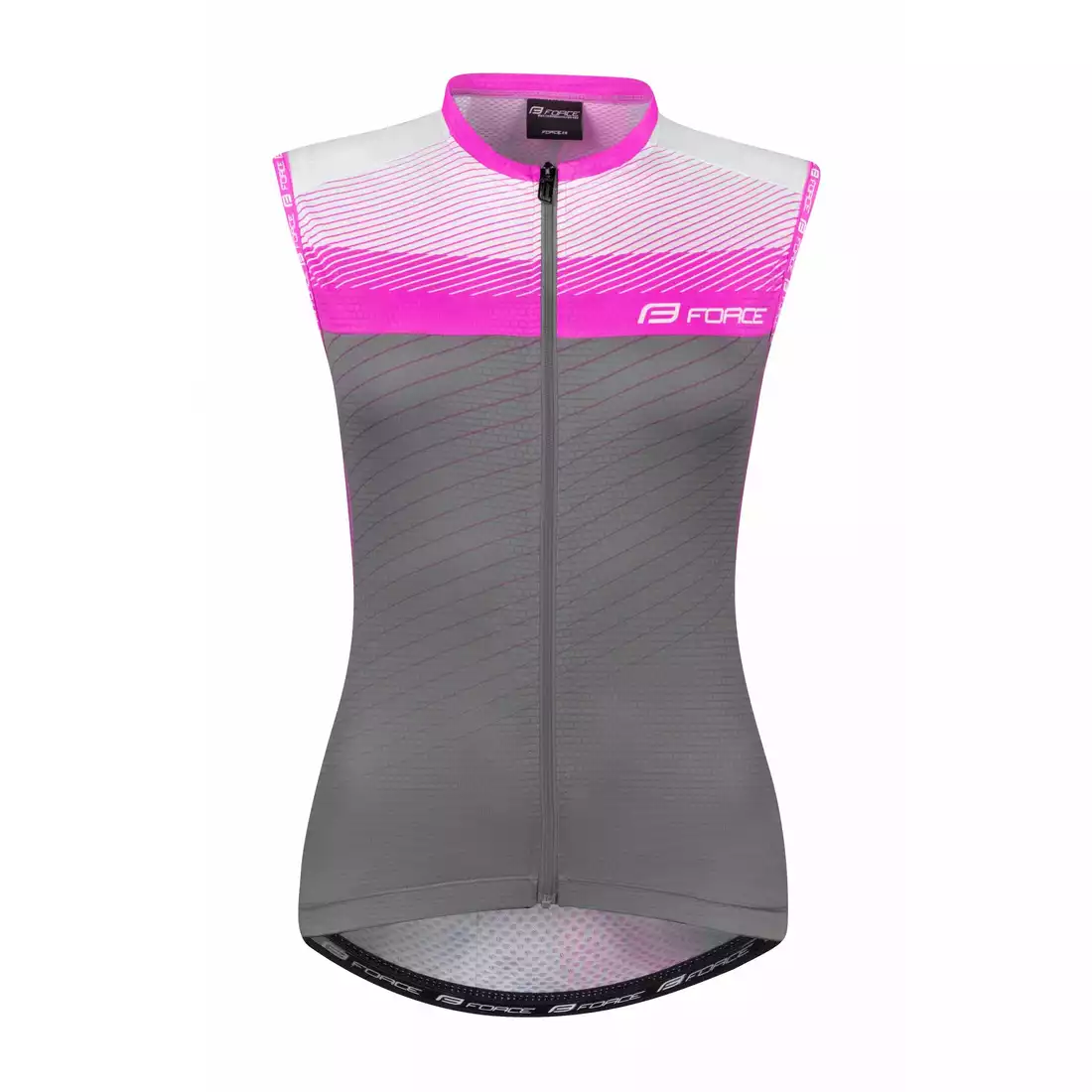 FORCE ACCELER damska koszulka rowerowa bez rękawków szaro-różowa 9001321