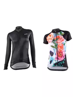 [Set] KAYMAQ BDK002 damska bluza rowerowa czarna + KAYMAQ WaterColorSkull damska koszulka rowerowa