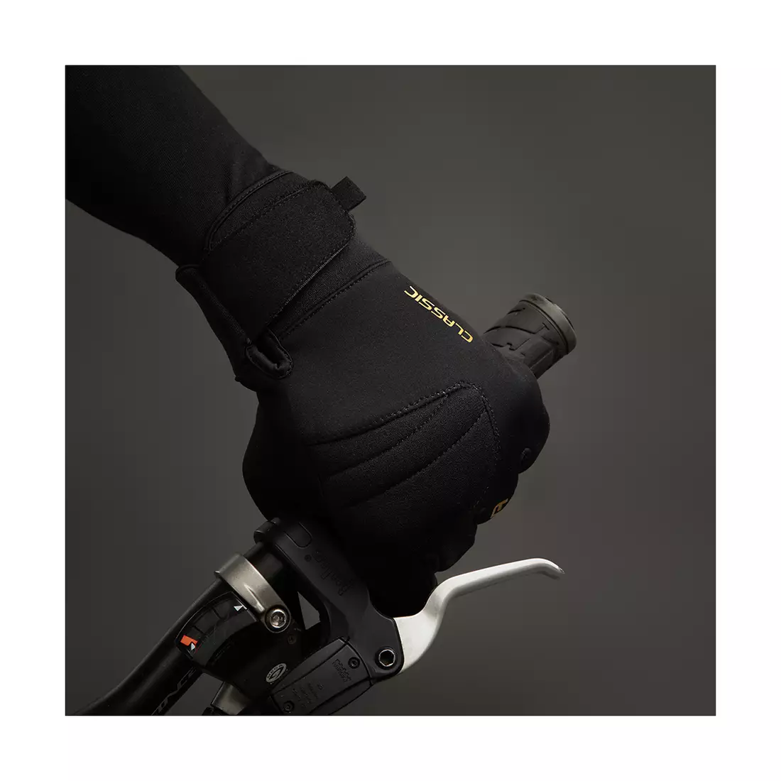 CHIBA CLASSIC ciepłe zimowe rękawiczki rowerowe, czarno-złote