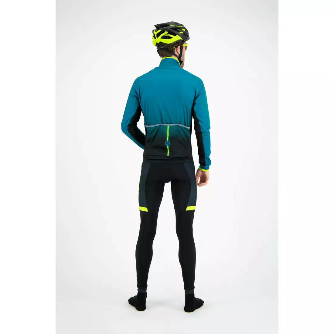 ROGELLI FUSE męskie ocieplane spodnie rowerowe na szelce, czarno-fluorowe