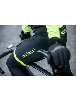 ROGELLI FUSE męskie ocieplane spodnie rowerowe na szelce, czarno-fluorowe