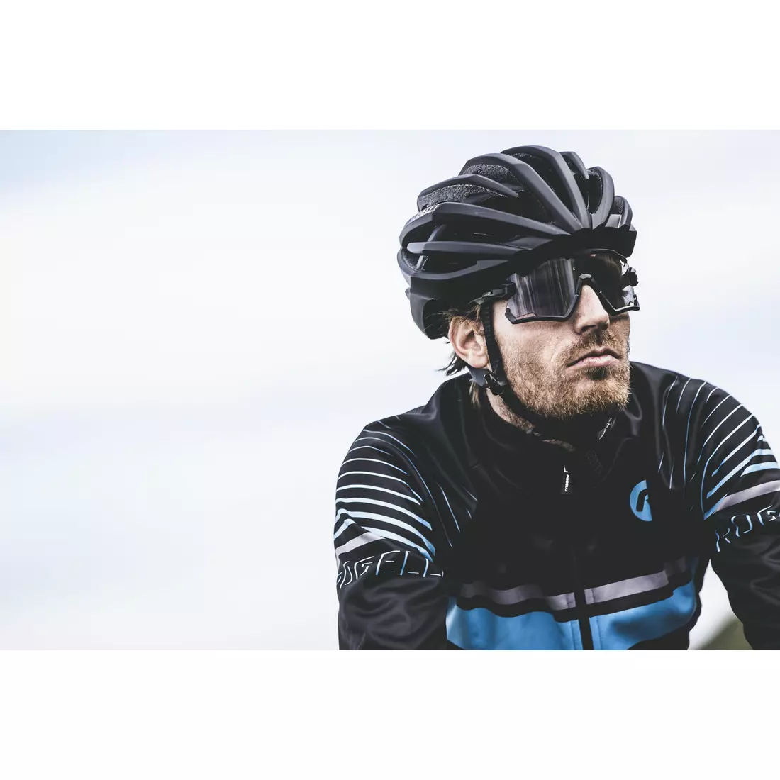 ROGELLI HERO męska przejściowa kurtka rowerowa softshell, czarno-niebieska