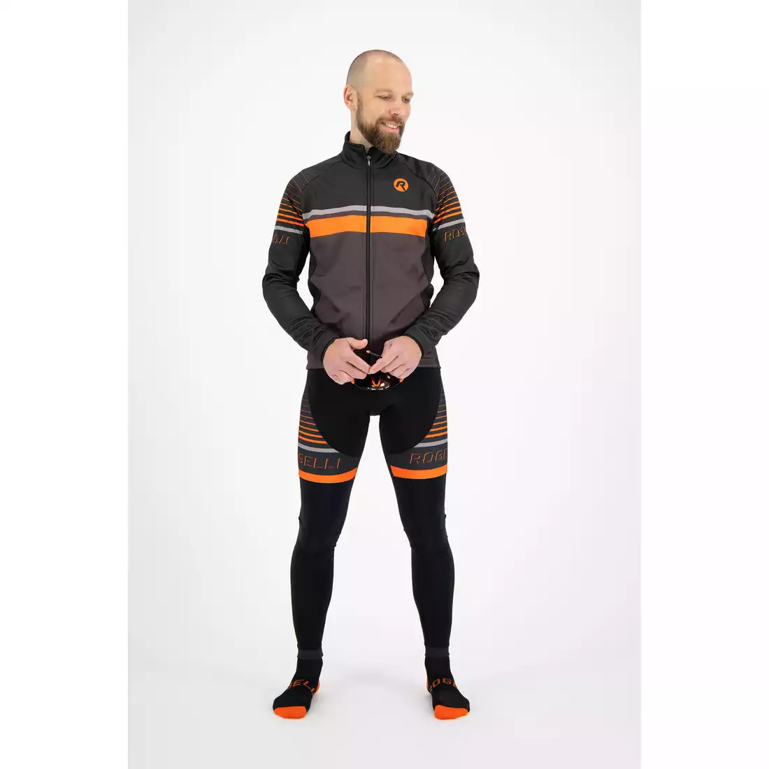 ROGELLI HERO męska przejściowa kurtka rowerowa softshell, czarno-pomarańczowa