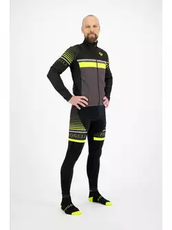 ROGELLI HERO męskie ocieplane spodnie rowerowe na szelce, czarno-fluorowe