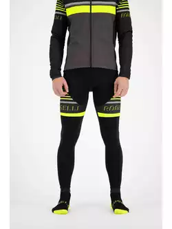 ROGELLI HERO męskie ocieplane spodnie rowerowe na szelce, czarno-fluorowe