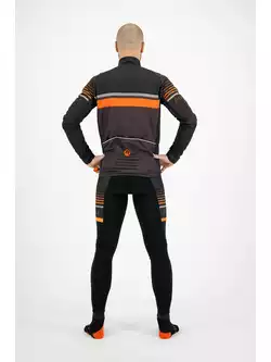 ROGELLI HERO męskie ocieplane spodnie rowerowe na szelce, czarno-pomarańczowe