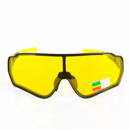 Rockbros 10164 okulary rowerowe sportowe z polaryzacją czarno-żółte 