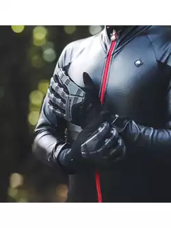 Rockbros przejściowe żelowe rękawiczki rowerowe z ochraniaczem czarno-szare S210BK