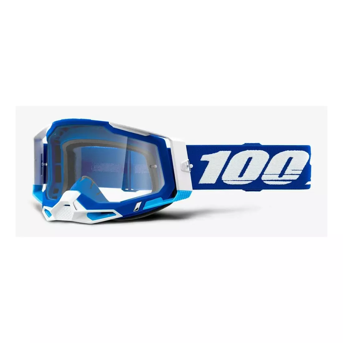 100% gogle rowerowe RACECRAFT 2 (szyba przezroczysta Anti-Fog, LT 88%-92% + 10 zrywek) blue STO-50121-101-02