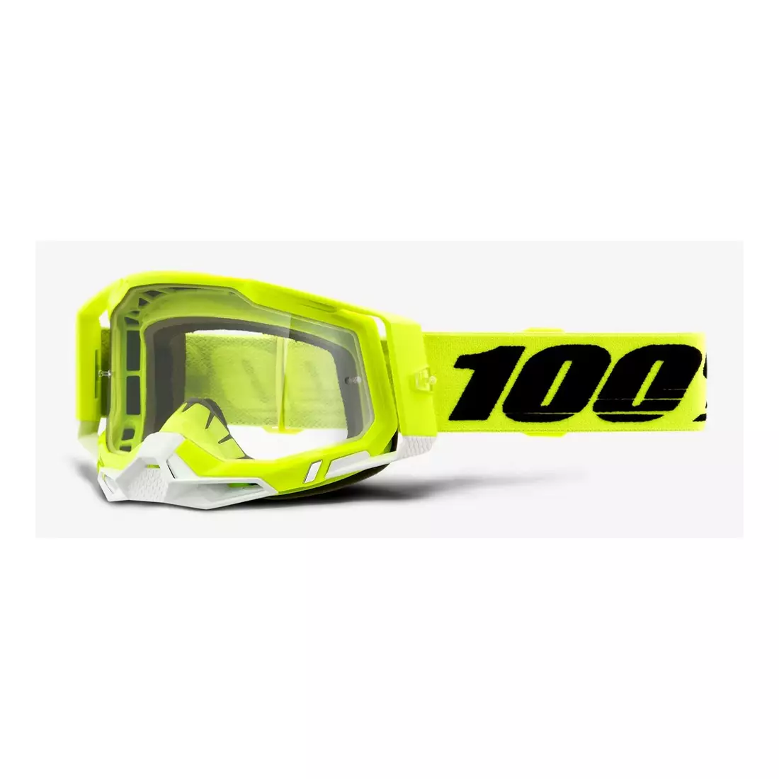 100% gogle rowerowe RACECRAFT 2 (szyba przezroczysta Anti-Fog, LT 88%-92% + 10 zrywek) yellow STO-50121-101-04