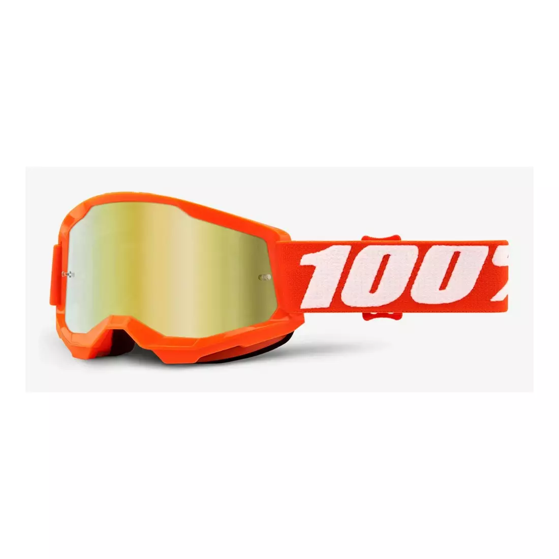 100% gogle rowerowe juniorskie STRATA 2 JUNIOR (szyba złota lustrzana Anti-Fog, LT 28%+/-5%) orange STO-50521-259-05