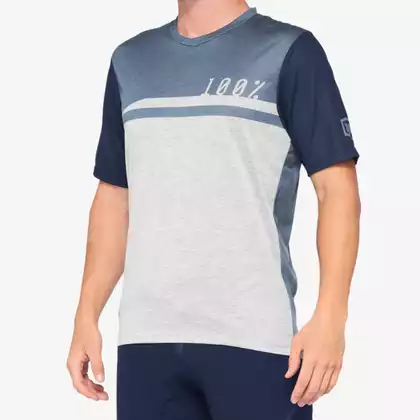 100% koszulka sportowa męska z krótkim rękawem AIRMATIC steel blue grey STO-41312-427-12
