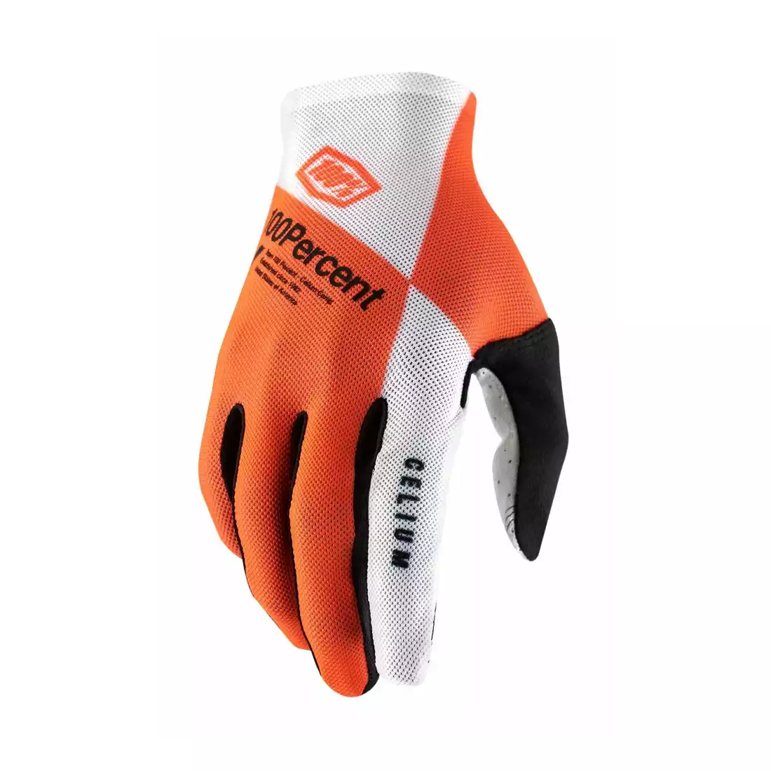 100% rękawiczki rowerowe męskie CELIUM fluo orange white STO-10005-444-12