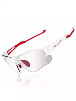 Rockbros 10126 okulary rowerowe / sportowe z fotochromem biały-czerwony