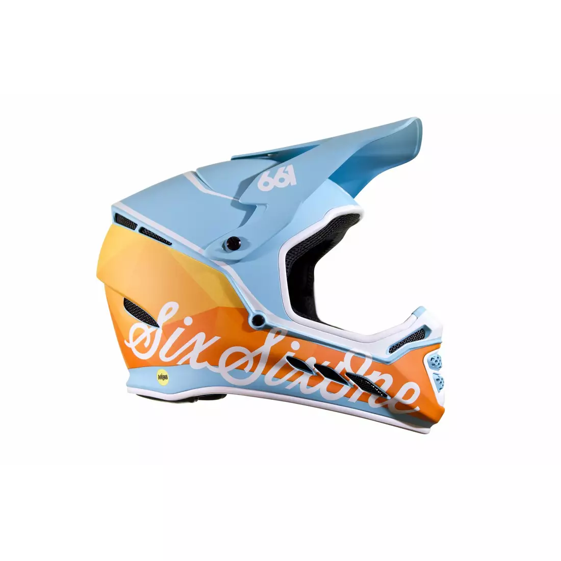 SisSixOne 661 RESET GEO BLORANGE MIPS Kask rowerowy fullface błękitno-pomarańczowy 