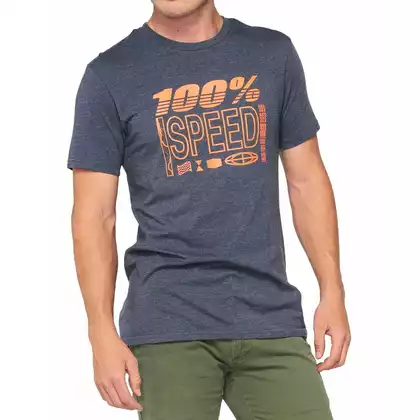 100% koszulka sportowa męska z krótkim rękawem TRADEMARK navy heather